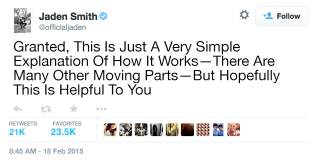 Illustration for article titled Say What You Will About Jaden Smith, But His Latest Tweets Show He’s Got A Pretty Strong Grasp On How Vacuum Cleaners Work